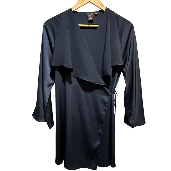 Uniqlo | Tops | Uniqlo X Hana Tajima Wrap Blouse Womens S Navy Blue ...